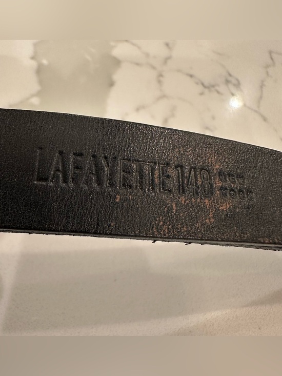 Lafayette 148 Black Leather Triple Wrap Belt Womens L/XL Silver Buckle Classic main image 2